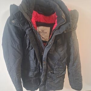 Hollister Black Jacket with Red Lining